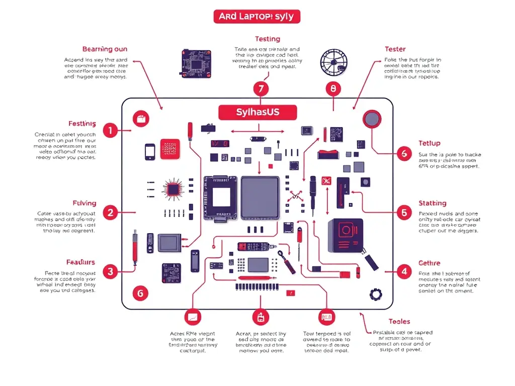A detailed syllabus outlining the topics covered in the Laptop Motherboard Repair Course, emphasizing the comprehensive nature of the training.